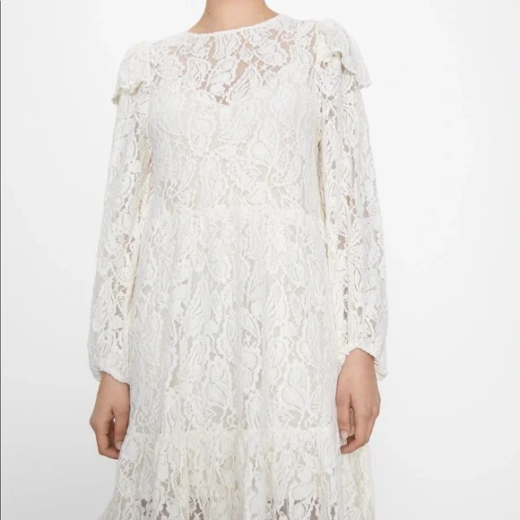 Zara | Dresses | Nwt Zara White Lace Embroidered Mini Dress | Poshmark